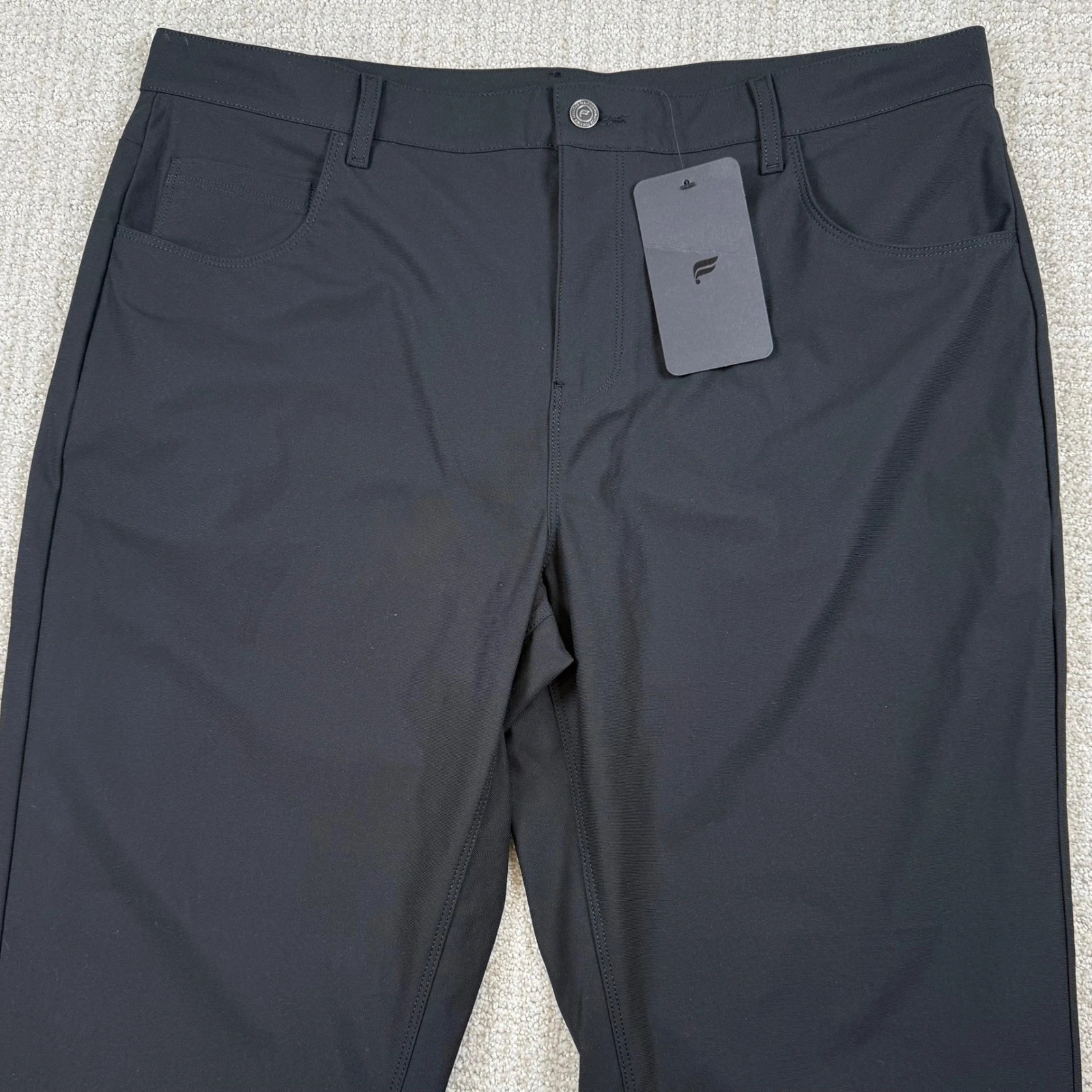 NEW Fabletics Mens 38x32 (Actual 38x30) Black The Don Classic Fit 5-Pocket Pants