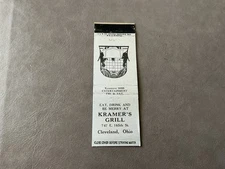 Vintage Matchbook Cover - Kramer’s Grill,  Cleveland Ohio