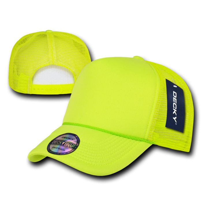 Decky Solid Plain Neon Foam Mesh Trucker Hats Caps Snapback