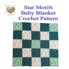 Crochet Pattern for Baby Blanket - Star Motifs, Easy, Puff Stitch