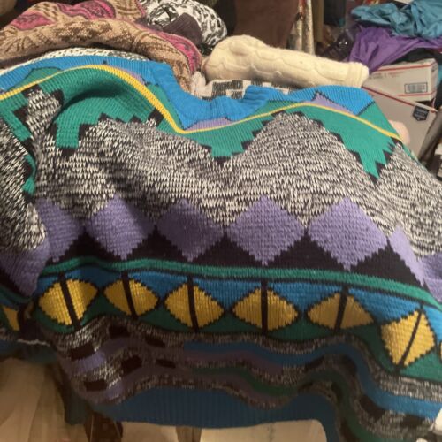 15 VINTAGE 80s 90s Mens SWEATER LOT Winter Geometric Fair Isle Aztec RESELLER - Picture 3 of 18