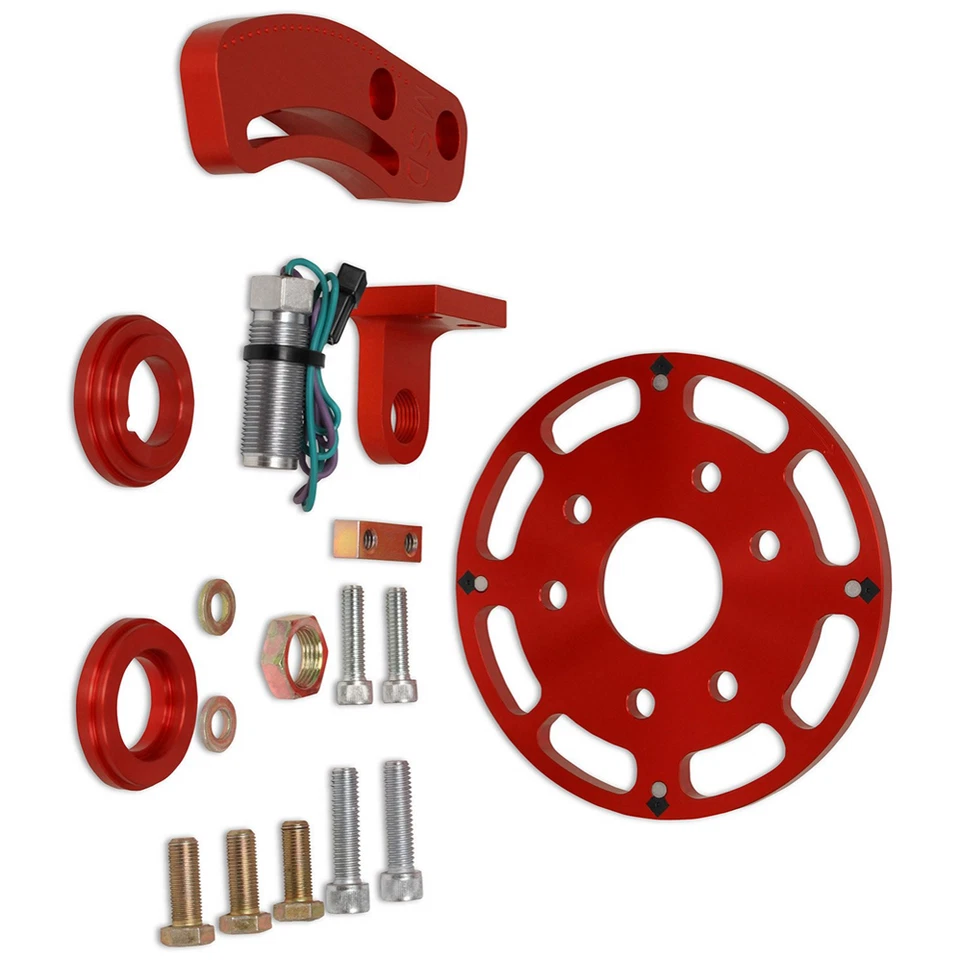 Kit de roda gatilho manivela MSD 6,25" ímã voador vermelho para bloco pequeno Chevy/GMC - Imagem 2 de 4