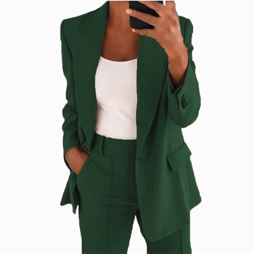 New Womens 2-piece Suit Set Long Sleeve Suit Pants Casual Business Size S-5XL - Afbeelding 1 van 37