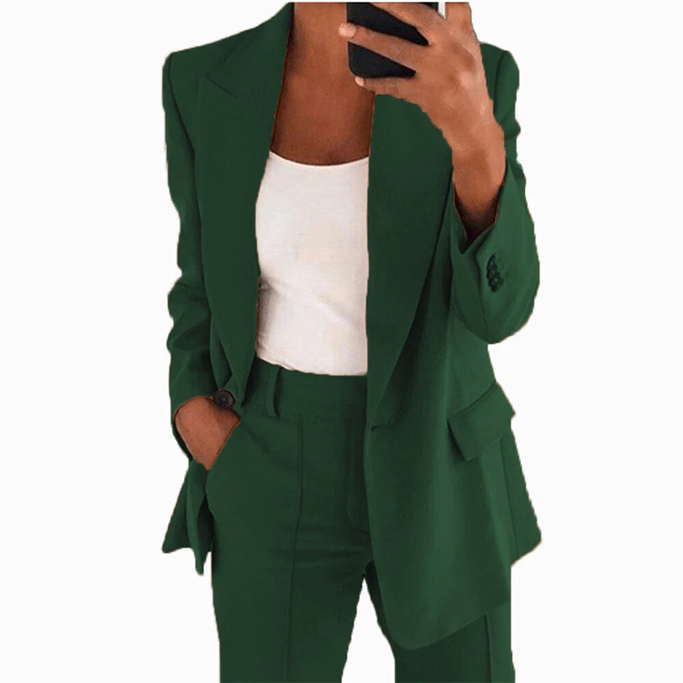 New Womens 2-piece Suit Set Long Sleeve Suit Pants Casual Business Size: S-5XL🔥 - Image 3 of 4