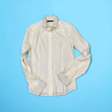 Dolce & Gabbana Fitted Dress Shirt Pinstripe Contrast Cuff Collar Sz 42 US 6