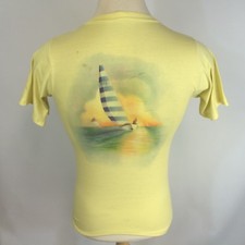 Vintage 70s Wind Surf Sailing Image T Shirt 1975 Ocean Hawaii California S