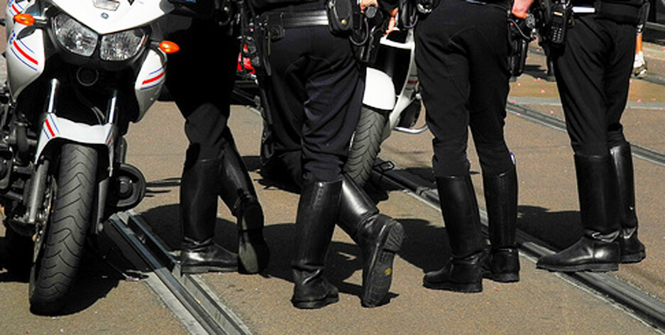 Bottes Police Biker En Cuir Noir Fait Main - Taille EU43/US9/UK8.5 - Vintage Neuf