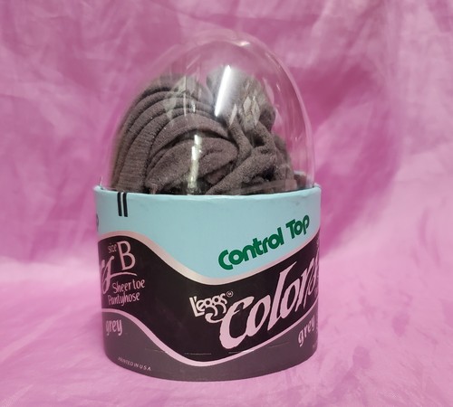 Vintage Leggs Pantyhose Colors Sheer Toe Size B Grey New In Egg Package - Picture 2 of 5