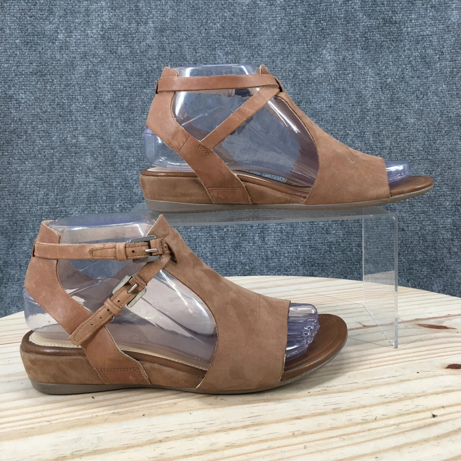 Ecco sandalo donna 37 beige touch cinturino alla caviglia punta aperta slip on casual pelle