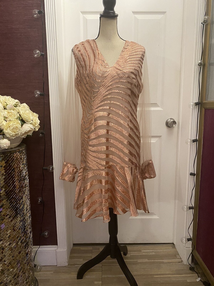 Francesca Miranda 100% silk tulle sleeves dress, L