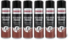 6x Simoniz Red Oxide Primer Acrylic Aerosol Auto Car Spray Paint 500ml SIMP13D