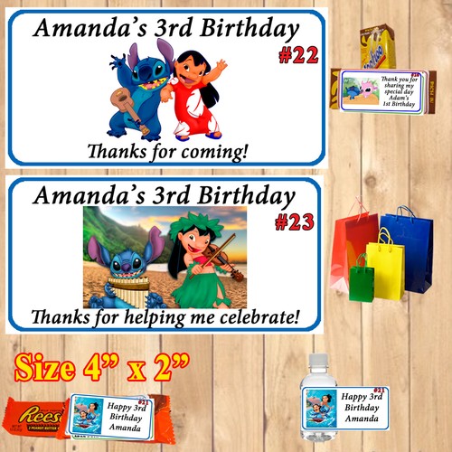 Lilo & Stitch Birthday Sticker 1 Sheet Round Favor Personalized - Picture 4 of 4