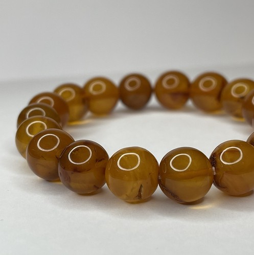 Genuine BALTIC AMBER Bracelet.EGG YOLK Amber Beads Bracelet.VINTAGE Amber COLOR. - Picture 5 of 12