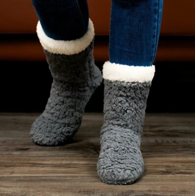 Ladies Girls Soft Cosy Winter Fluffy Fleece SHERPA Slipper Boots Thick Warm  4-7 UK