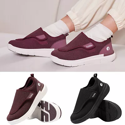 FitVille Damen Breit Schuhe Klettverschluss Comfort Seniorenschuhe Hausschuhe