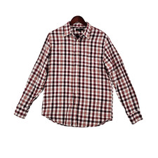 Banana Republic Standard Fit Button Down Shirt Mens Plaid Checked Red White M
