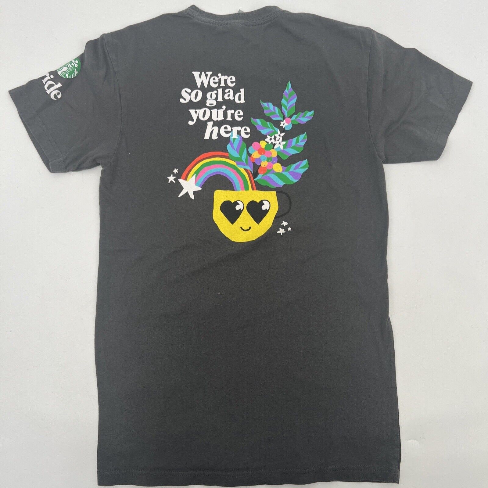 Starbucks Pride Shirt 2022 Love Onward Gray Size Small Rainbow Coffee T-shirt