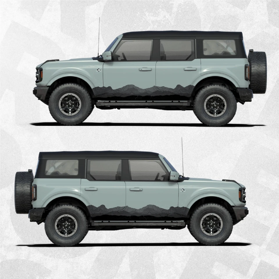 Calcomanías para Ford Bronco - Montaña y topografía - Kit de 2 envolturas de calcomanías Foto 2 de 3
