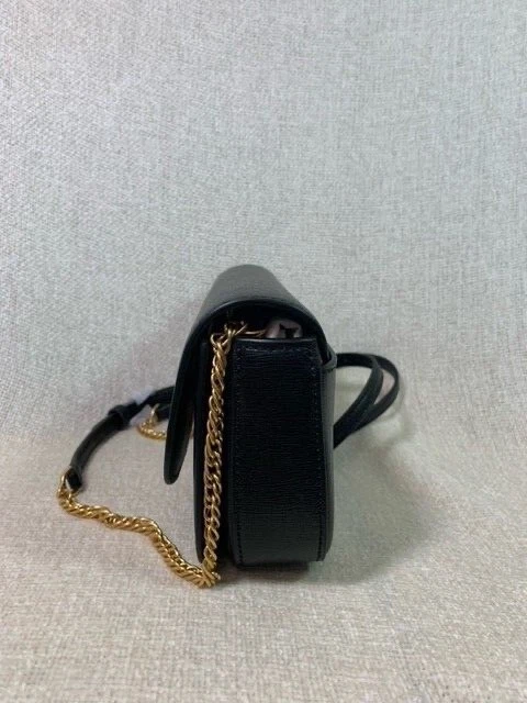NUOVO portafoglio mini borsa a tracolla tracolla Tory Burch Robinson in pelle nera con catena