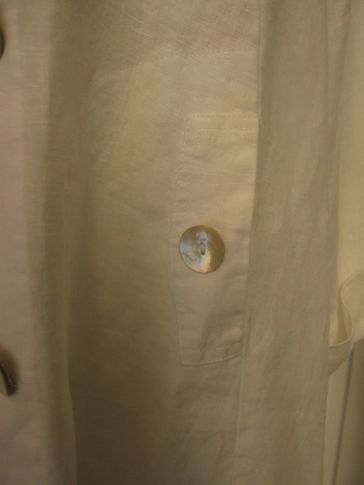 NEW W TAG SIGRID OLSEN Sz LARGE WHITE JACKET 100% LINEN W HOOD FOUR BUTTONS  - Image 3 of 4