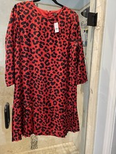120 New Nwt Ann Taylor Red Dress 8 Cheetah Ruffle Hem Black Red
