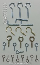 25 Screw Hooks Screw in Hook Eye Assorted Size 2.5" 2" 1.75" 1.25" 1" NEW Pack