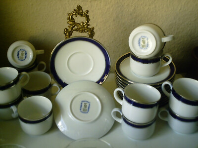 eine !! Schumann Arzberg Tasse & Untere Echt Cobalt,Silberrand,1x Gebraucht,Neuw