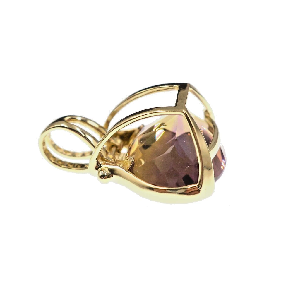 Fabuloso colgante de ametrino natural de 7 quilates de oro amarillo macizo de 14 k con fianza bisagra Foto 4 de 4