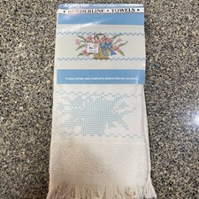 Vintage Janlynn Borderline Hand Towel To Cross Stitch Flower Basket 50-346