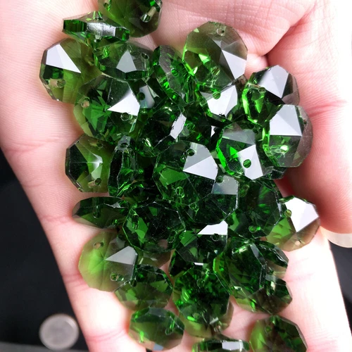 50Pc 14MM Octagon Faceted Glass Crystal Prism Window Decoration Beads Lamp Parts - Picture 13 of 16