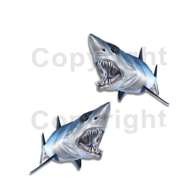 #ad Mako Shark Sticker Decal Fishing RV Boat Car Truck Camper Trailer F044 2 Pack $3.99