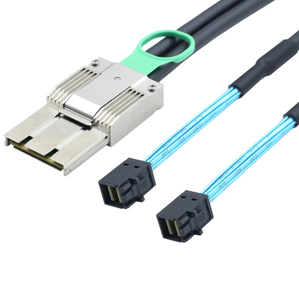 MINI SAS HD SFF-8088 8X 68P I/O male to 2X Mini SAS HD SFF8643 36P Adapter cable - Image 2 of 4