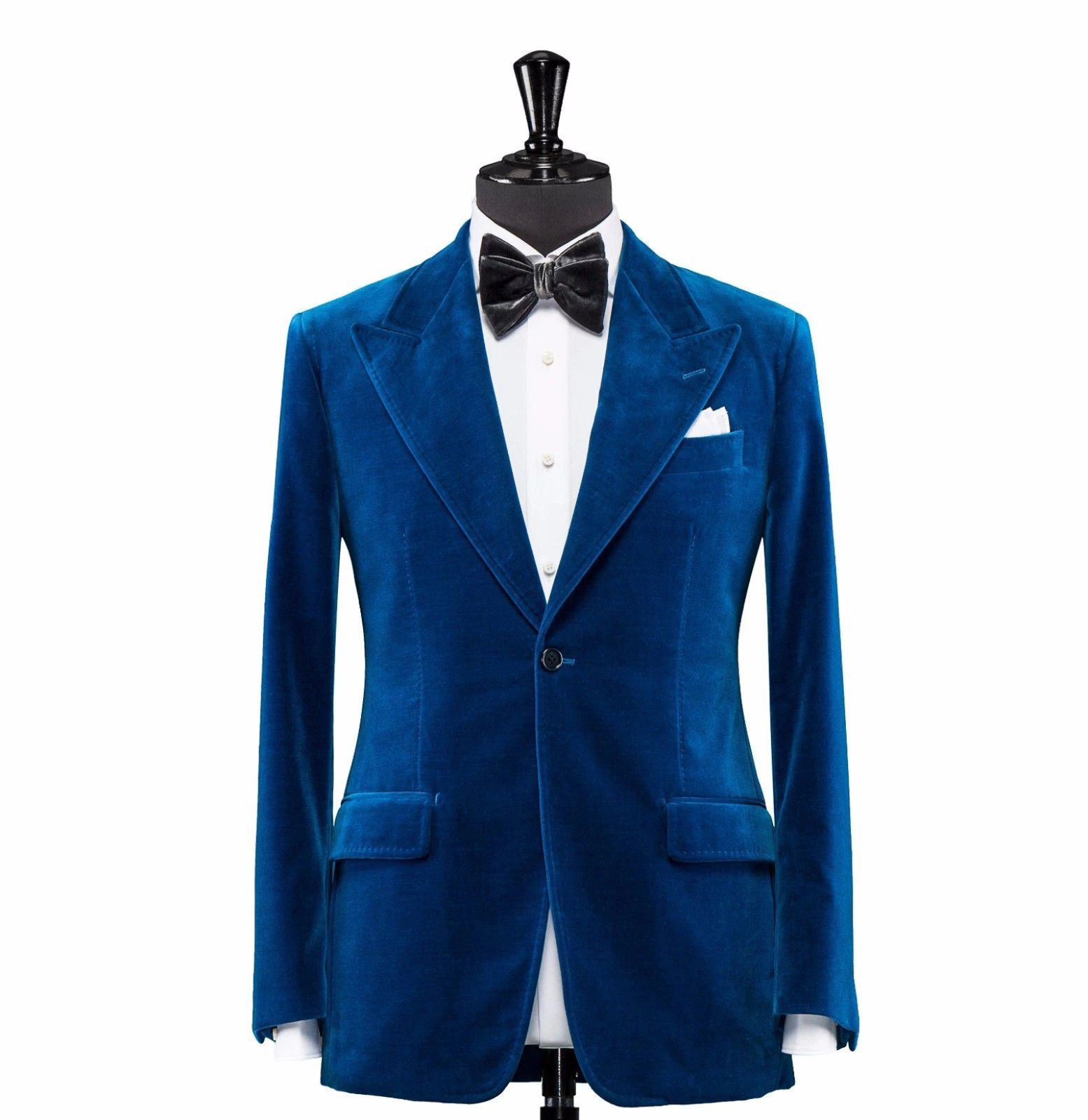 Men Blue Velvet Coat Jacket Blazer Designer Grooms Wedding Tuxedo Casual Dinner