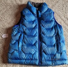 LL Bean Boys Downtek Puffer Vest Size S 4 Fleece Lined Blue Zip Pockets 296989