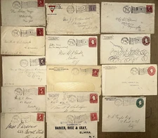 OLD FLAG CANCEL COLLECTION 14 DIFF NEW YORK CITY & TOWNS 1897-1919