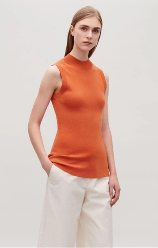 COS Cotton-silk Blend In Burnt Orange Sleeveless Vest Top XS NWT