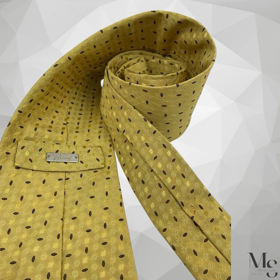 BRIONI Golden Yellow Geometric Silk Tie Made In Italy 60”- 3.7 5" EX COND - Image 4 of 4