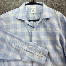 Brooks Brothers Mens 16.5 - 4/5 Regent Button Down Shirt Cotton White/Blue