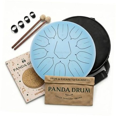 Plus (Blue) | Steel Tongue Handpan with Music Book, Mallets, Carrying 4-Blue