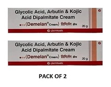 Demelan Cream NEW Glycolic Acid Kojic Acid Hyper Pigmentation-20 GM PACK OF 2