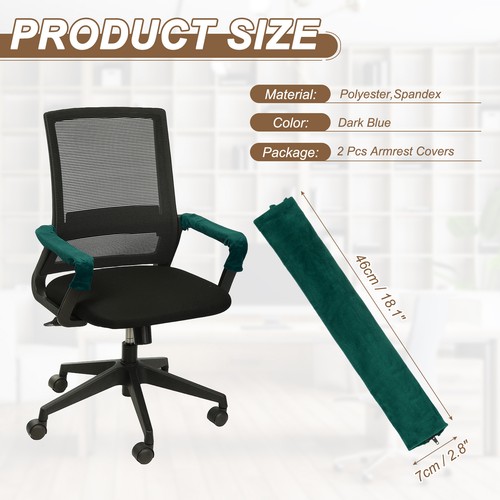 2Pcs Office Chair Armrest Covers Protectors with Zipper, Dark Blue - Afbeelding 2 van 6