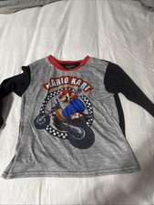 Super Mario Nintendo 2022 "MARIO KART" Boy's Long Sleeve Pajama Shirt Size 10