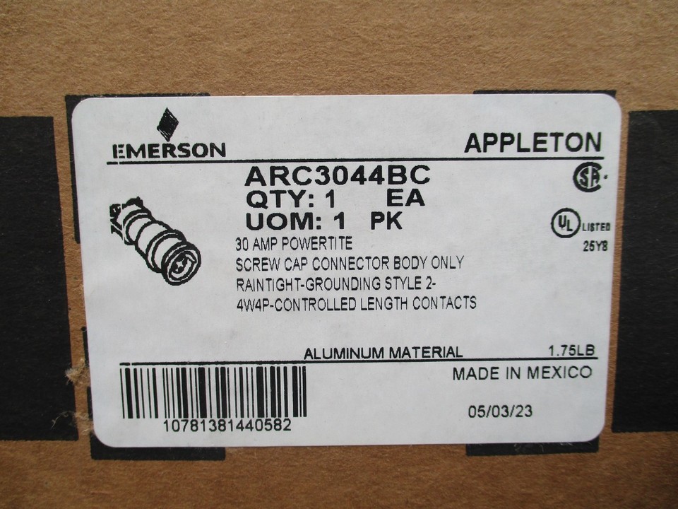 APPLETON ARC3044BC 30 AMP 4W 4P FEMALE CONNECTOR *SAME DAY SHIPPING* | eBay