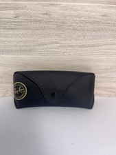 Ray-Ban Leather Sunglasses Case - Black W/ Gold Logo - Felt Lined - Snap Closure