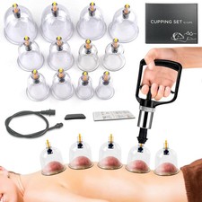 AIKOTOO Cupping Kit for Massage Therapy Set with 12 CUPS, Black Hand Pump
