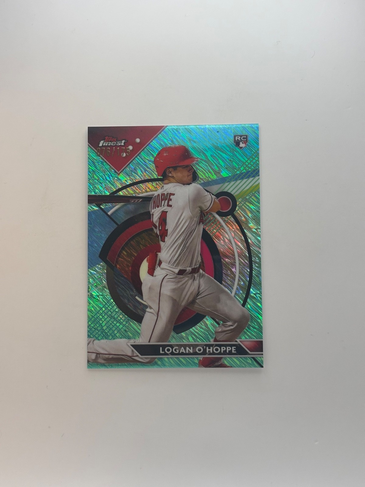 Logan O'Hoppe - 2023 Topps Finest #19 - Aqua Shimmer Refractor /175 RC - Angels