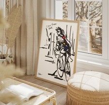 ORIGINAL PAINTING ❤ signed FRAMED A3 mid century Fixie bike cycling bicycle ART