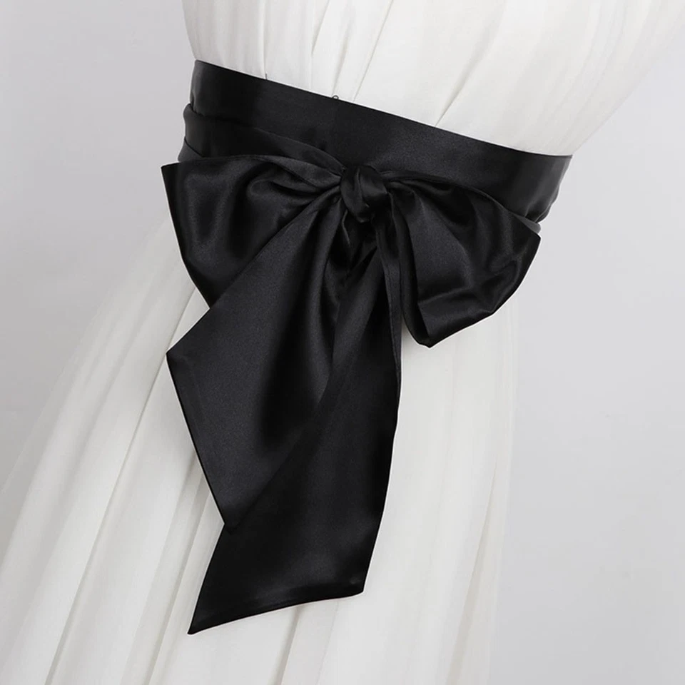 Bowknot Fabric Ribbon Cummerbunds Long Wide Silky Scarf Waist Cover Elegant ! - Image 3 of 4