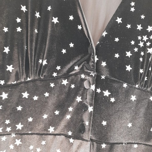 Nobodys Child black Stretch Velvet Silver Star Pattern Midi Dress Size UK 12 - Picture 8 of 9