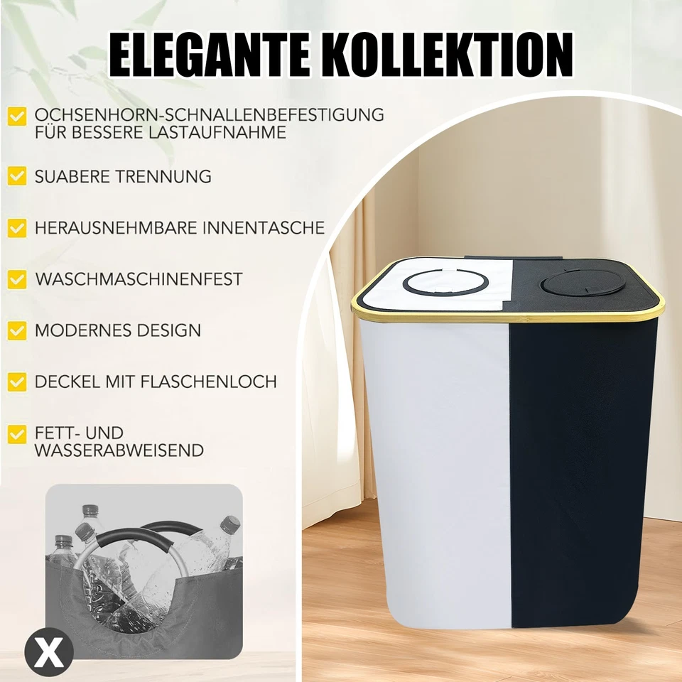 140L Pfandflaschen Aufbewahrung Tragetasche Recycling Sammelbehälter Schwarz - Bild 2 von 4